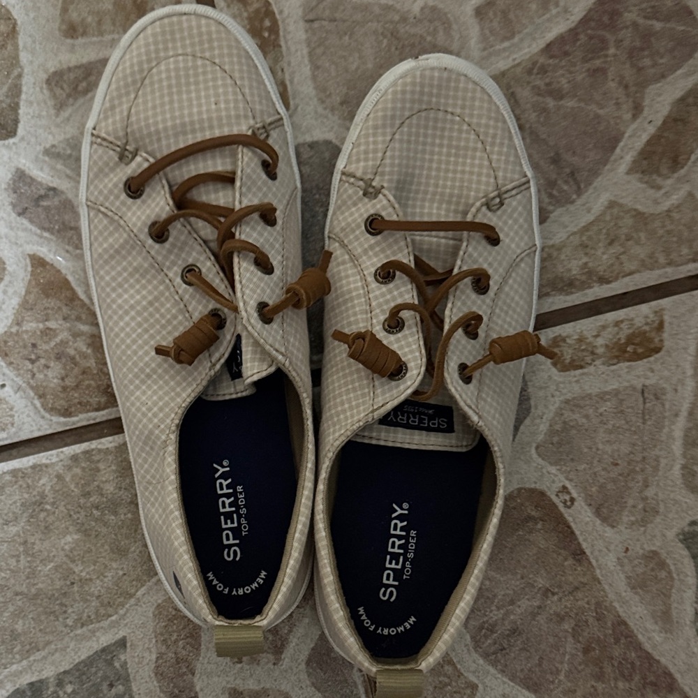 Sperry Women's Tan Checkered Boat Shoes